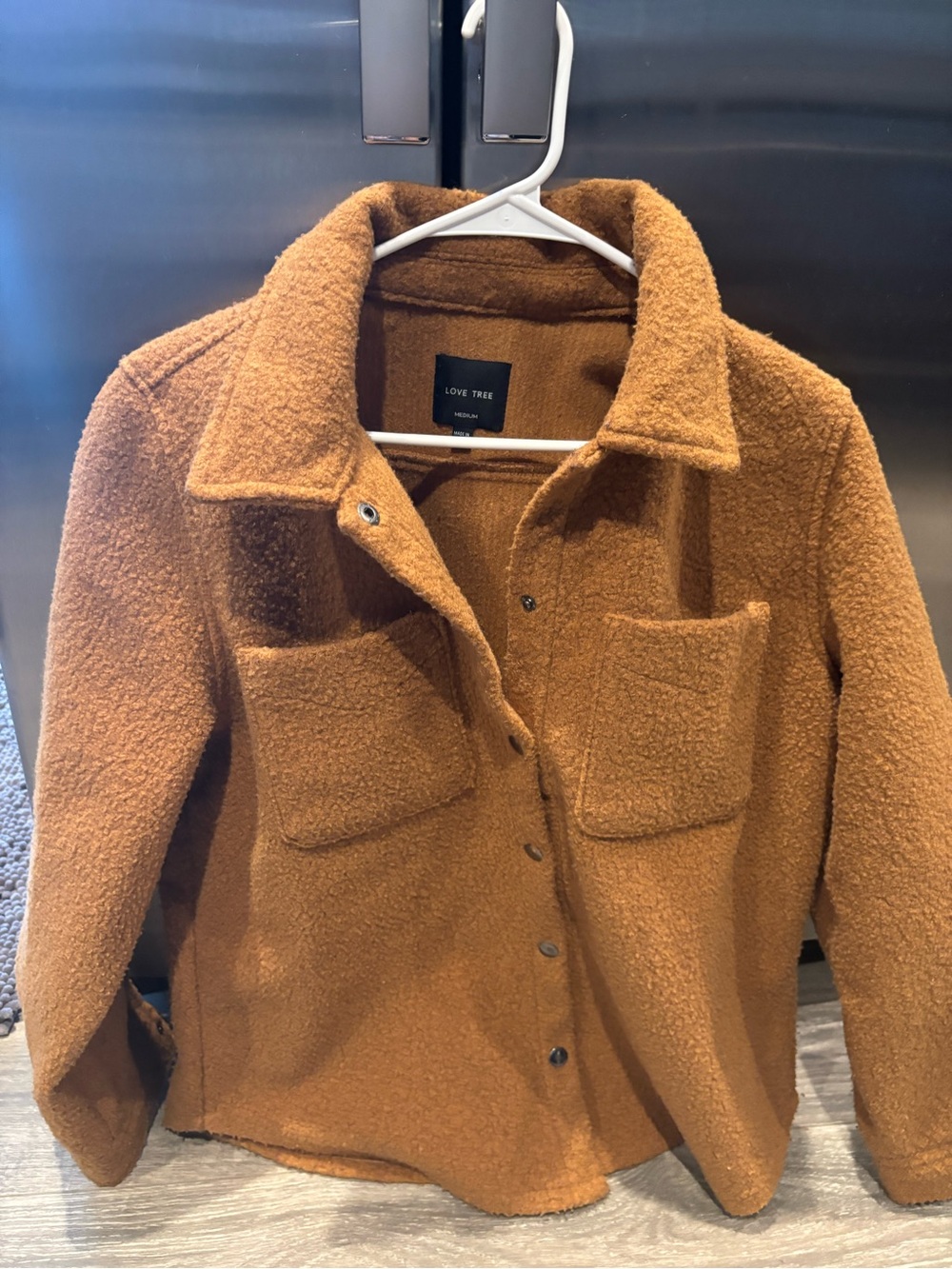 Love Tree Women's Caramel Teddy Shacket